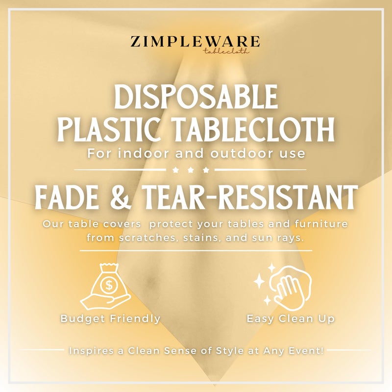 ZIMPLEWARE Premium Ivory Plastic Table Cloth Disposable (12 Pk) Plastic Tablecloths for Rectangle Tables (54in x 108in) Party Table Cloths Disposable for 6ft to 8ft Rectangle Tables - Image 2